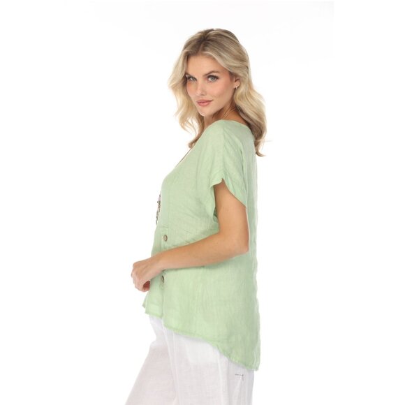 Mint Short Sleeves Top with Side Buttons - Picture 7 of 8